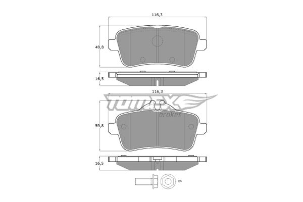 TOMEX BRAKES Комплект тормозных колодок, дисковый тормоз TX 18-79